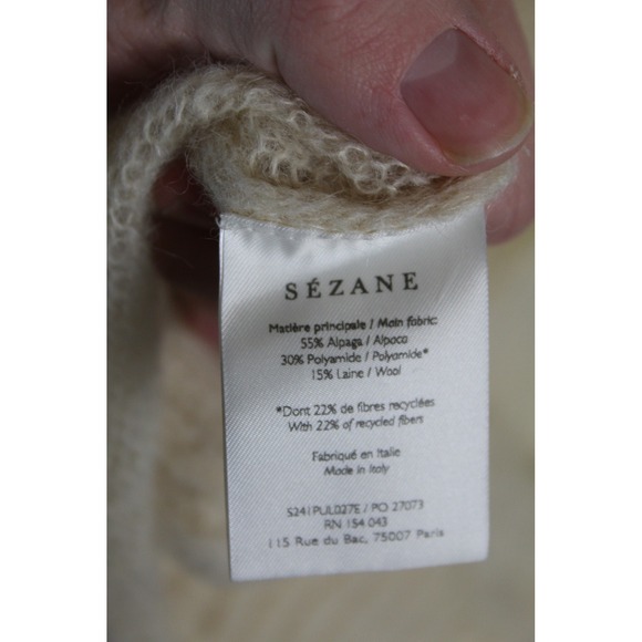 Sezane Keith Jumper Size Medium Ivoire Alpaca Wool Open Knit Sweater - Picture 7 of 7